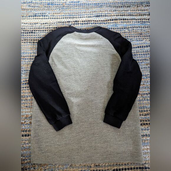 Grey Black Sweatshirt Waffle Elbow Pads 6 Long Sleeve Casual Fall Winter Comfy - Picture 6 of 7
